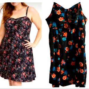 Torrid 3X Black Challis Floral Sundress